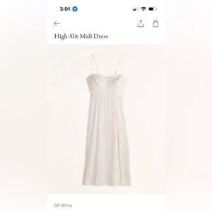 XS petite midi off white satin dress- Abercrombie & Fitch